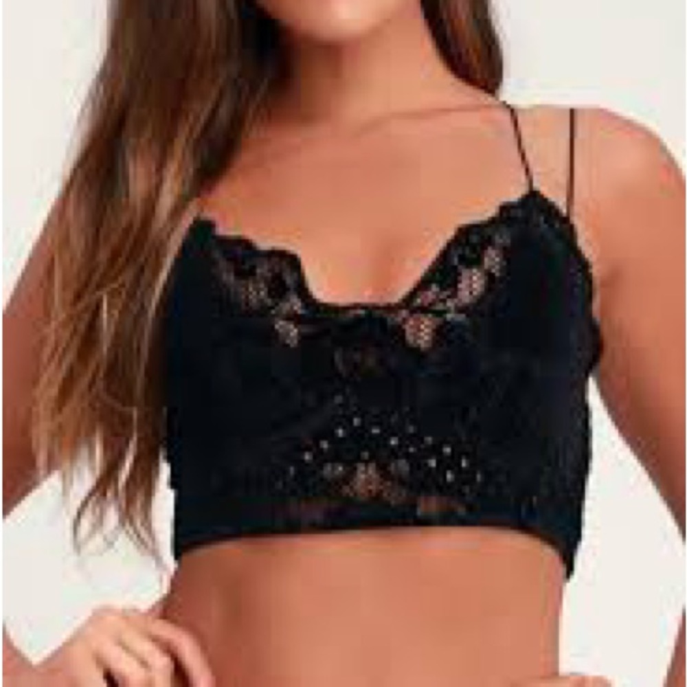 Free People Black Velvet Bralette